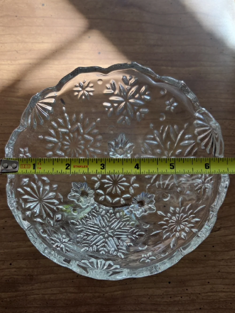 Vintage Mikasa Clear Pressed Glass Floral Snowflake Bowl